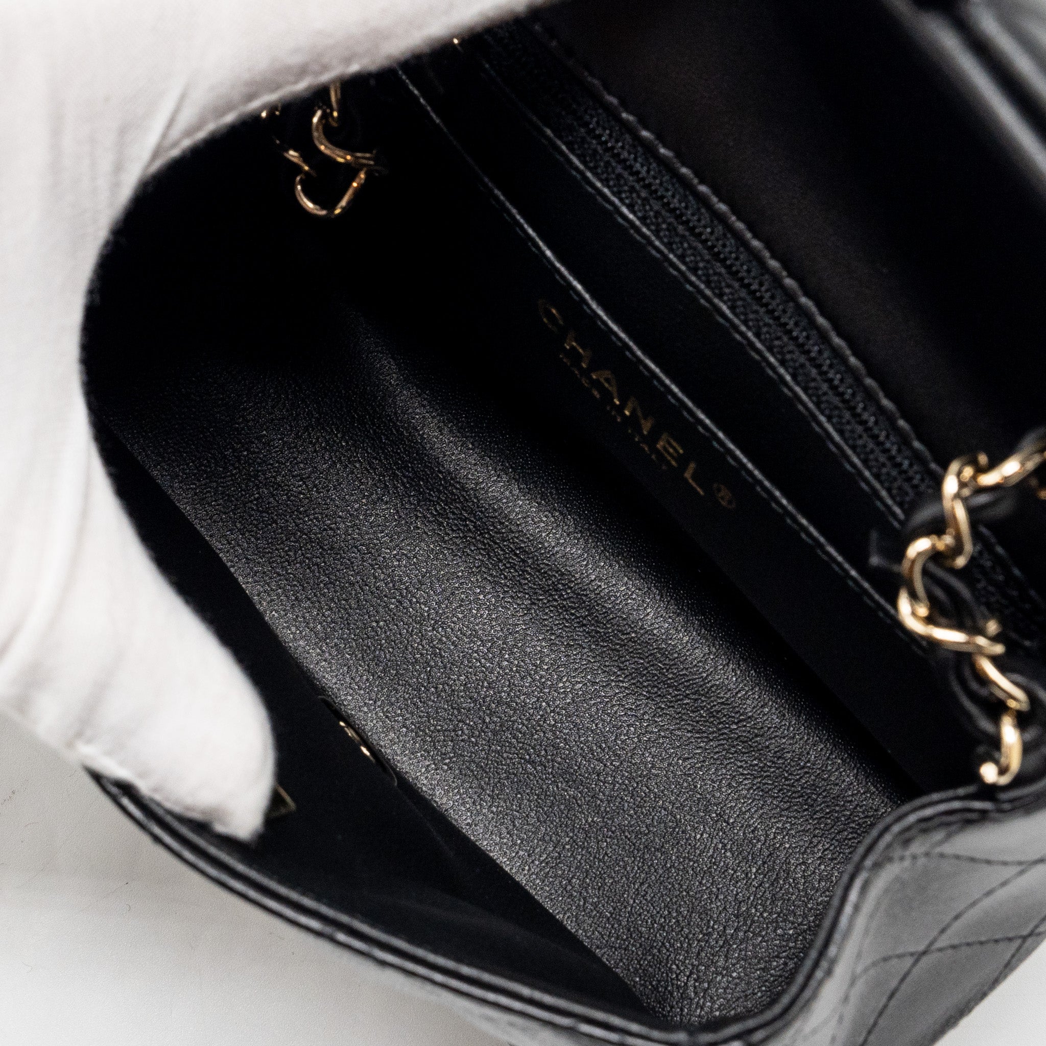 CHANEL MINI SQUARE FLAP BAG LAMBSKIN BLACK LGHW (MICROCHIP)