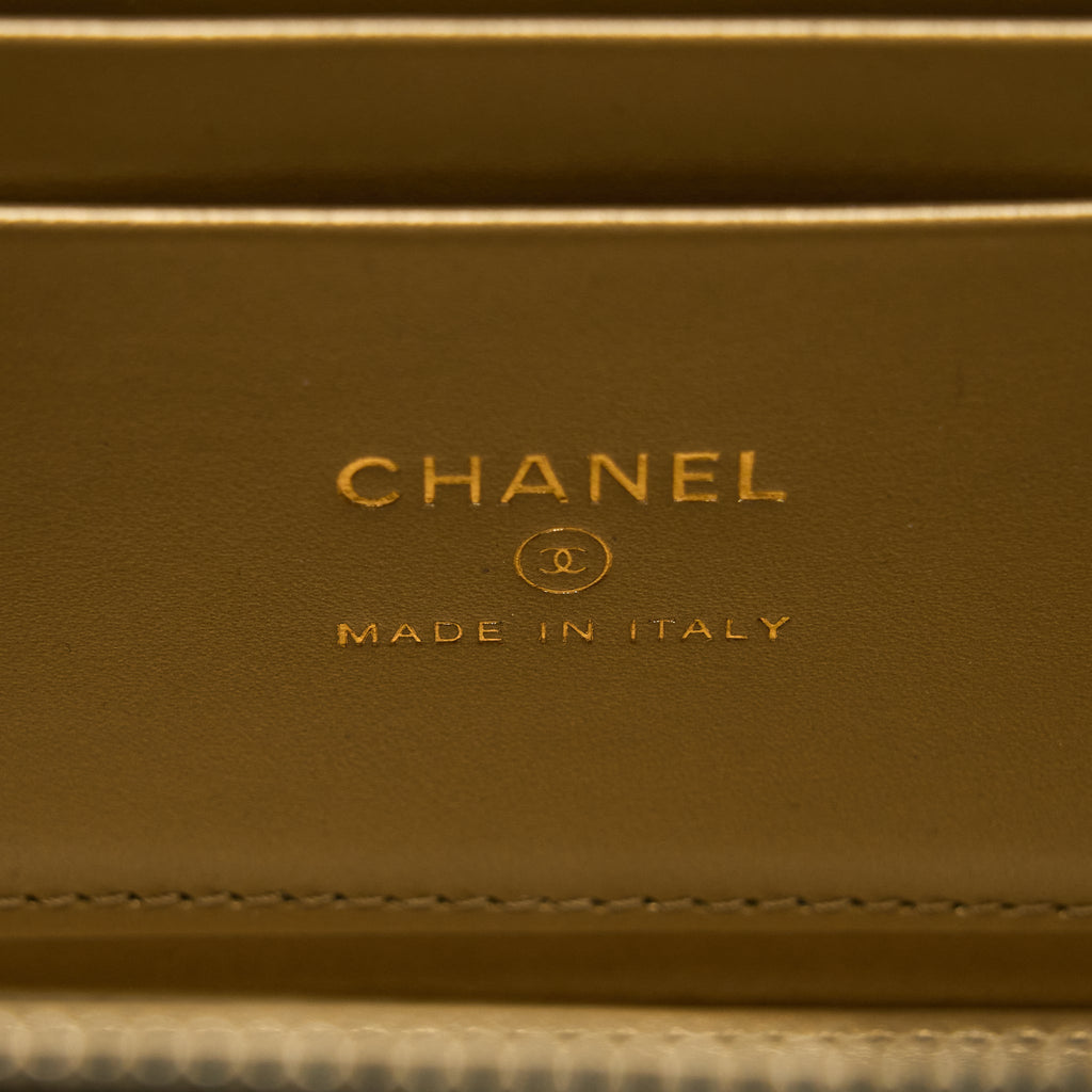 CHANEL PEARL CRUSH LONG VANITY LAMBSKIN BLACK BRUSHED GHW