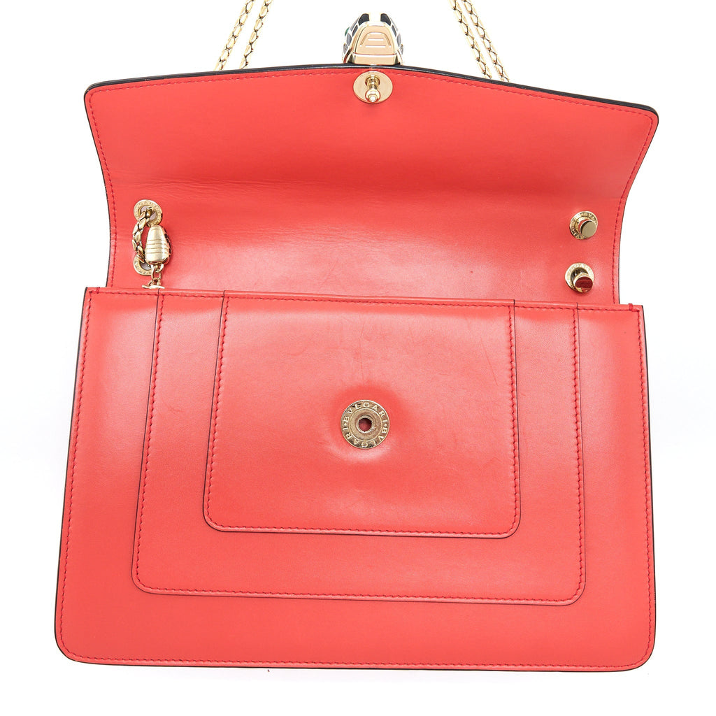 BVLGARI SERPENTI FOREVER SHOULDER BAG CALFSKIN RED LGHW