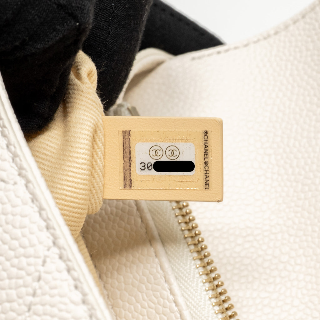 CHANEL CHIC AFFINITY TOP HANDLE FLAP BAG CAVIAR WHITE GHW
