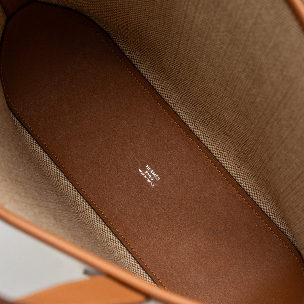 HERMES CABAS H EN BIAIS 27 BAG NATUREL/GOLD