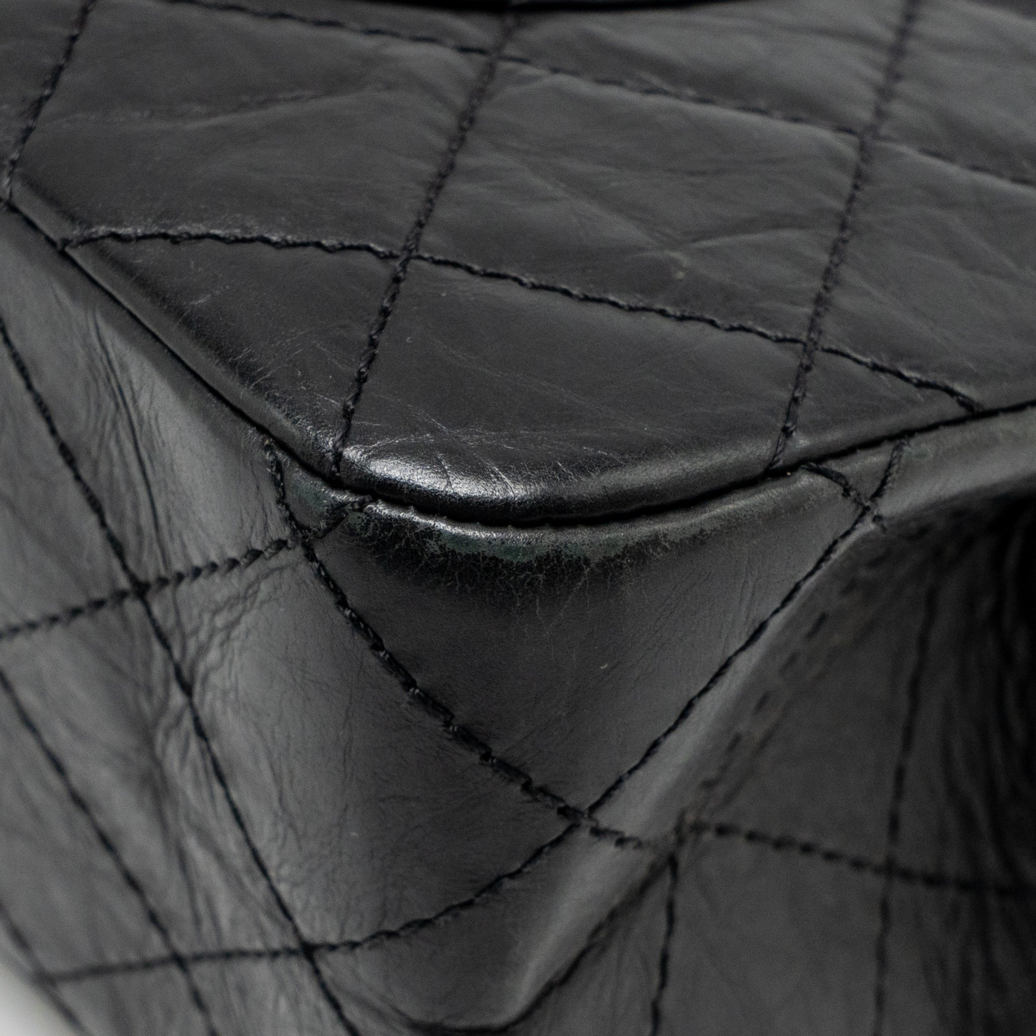 CHANEL 2.55 227 REISSUE MAXI FLAP BAG AGED CALFSKIN BLACK LGHW