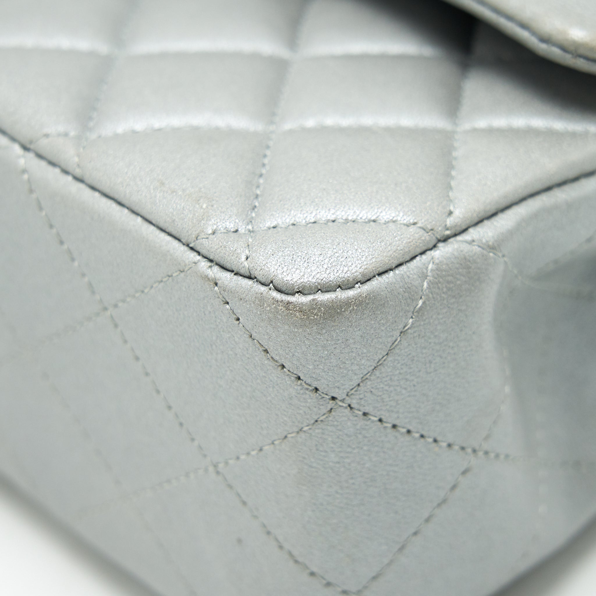 CHANEL MEDIUM CLASSIC FLAP BAG SILVER GREY SHW