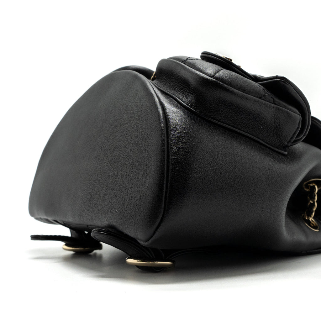 CHANEL 23A MINI TRIPLE PACK BACKPACK CALFSKIN BLACK LGHW (MICROCHIP )