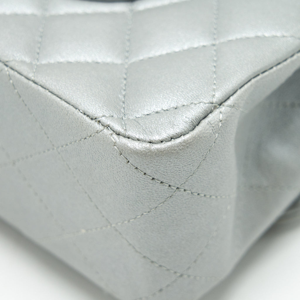 CHANEL MEDIUM CLASSIC FLAP BAG SILVER GREY SHW