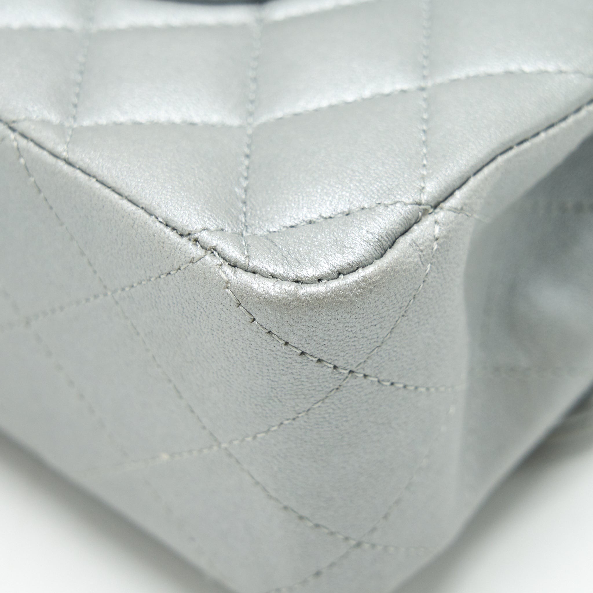 CHANEL MEDIUM CLASSIC FLAP BAG SILVER GREY SHW