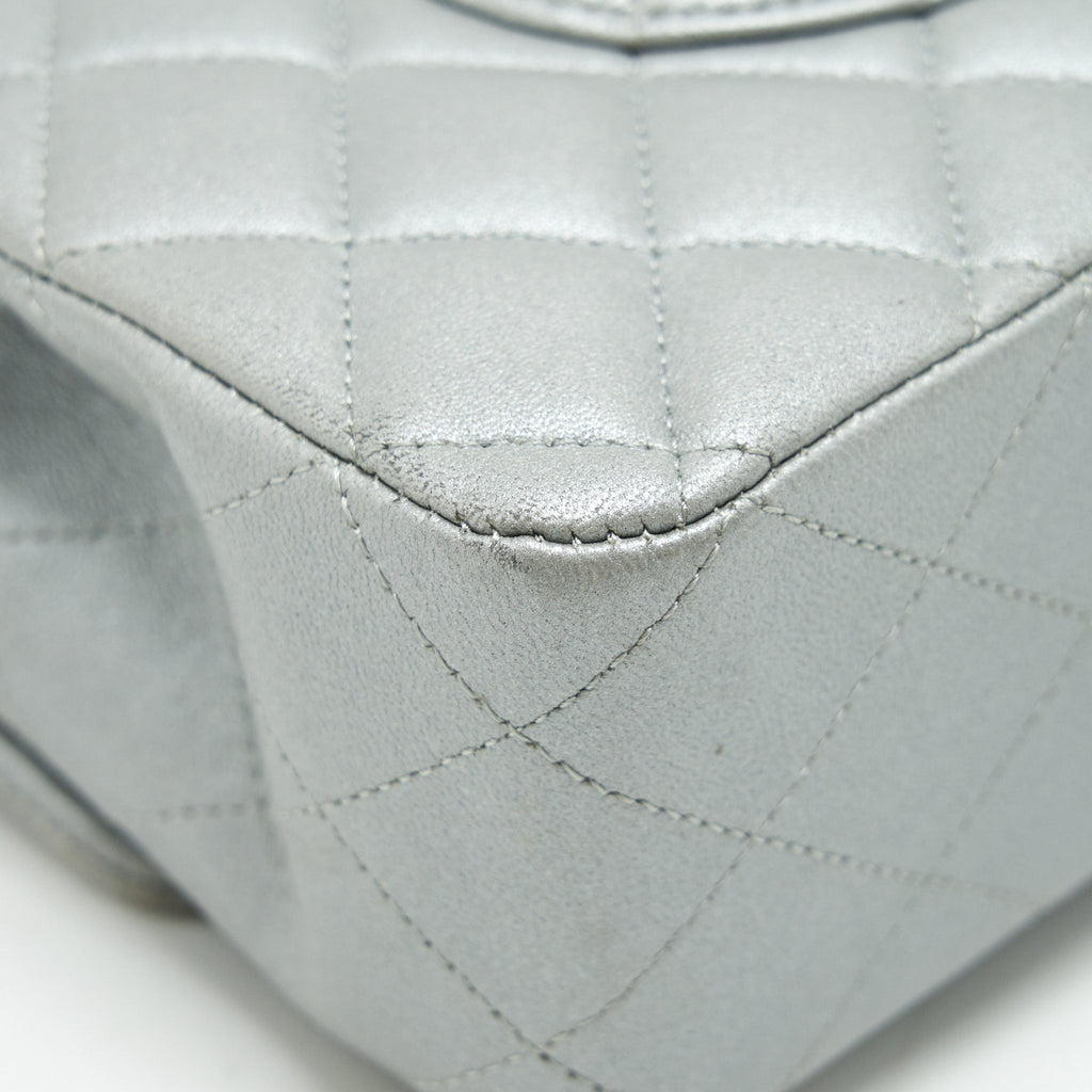 CHANEL MEDIUM CLASSIC FLAP BAG SILVER GREY SHW