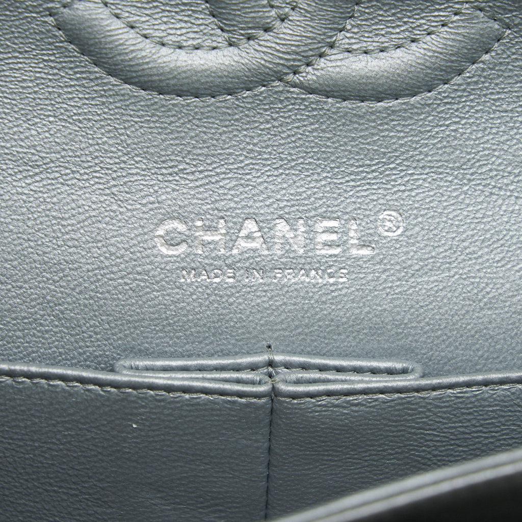 CHANEL MEDIUM CLASSIC FLAP BAG SILVER GREY SHW