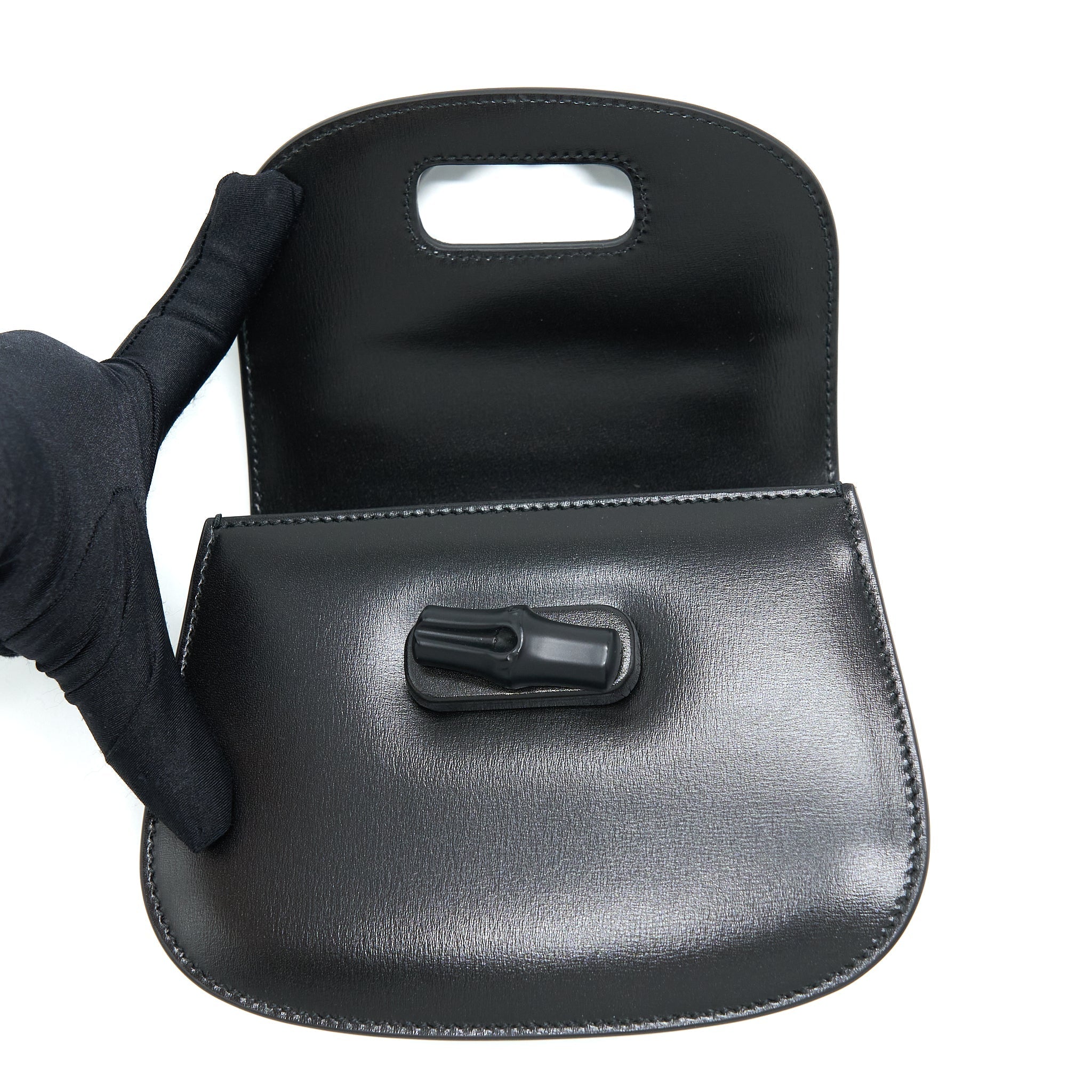 GUCCI BAMBOO 1947 MINI TOP HANDLE BAG BLACK WITH BLACK HARDWARE