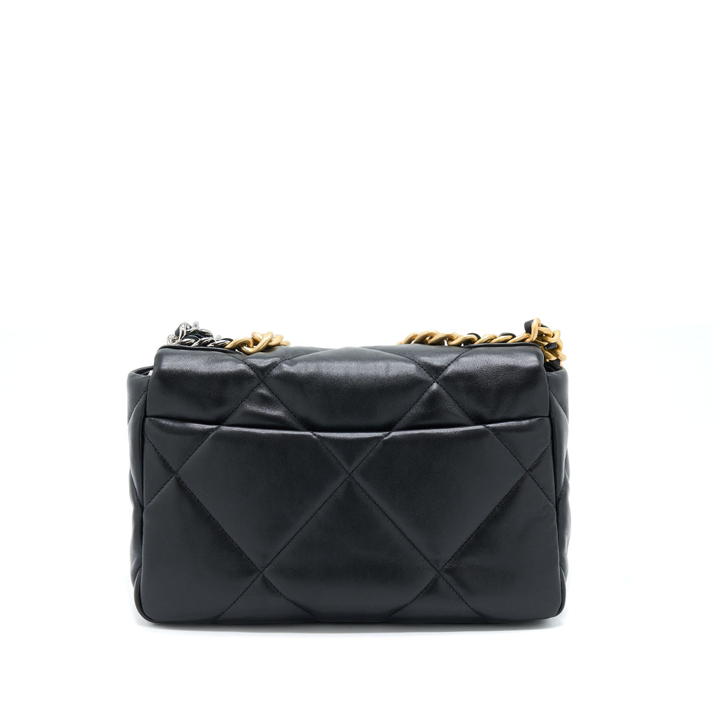 CHANEL SMALL 19 BAG LAMBSKIN BLACK MULTICOLOUR HARDWARE (MICROCHIP)