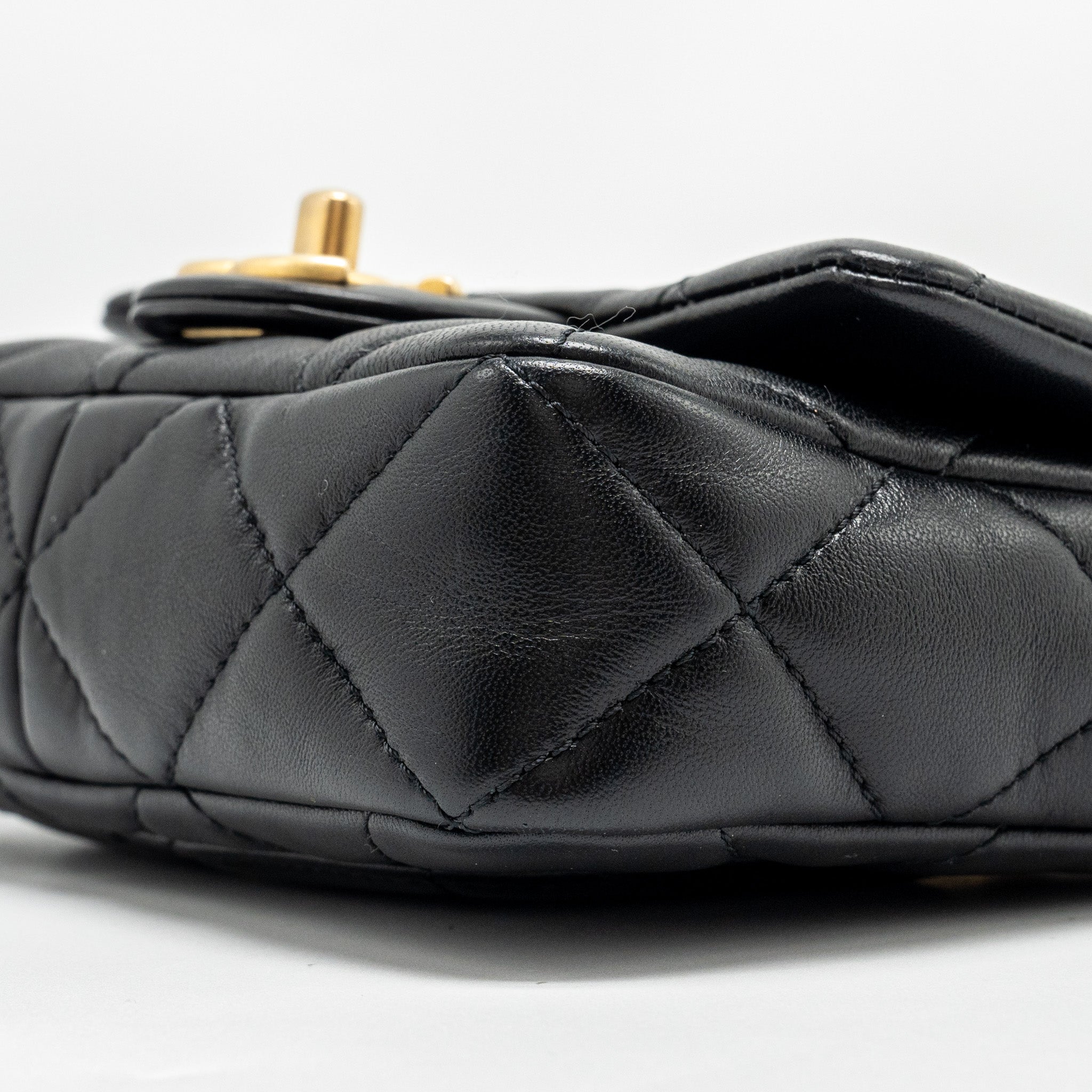 CHANEL MINI SQUARE FLAP BAG WITH GIANT CHAIN LAMBSKIN GHW (MICROCHIP)