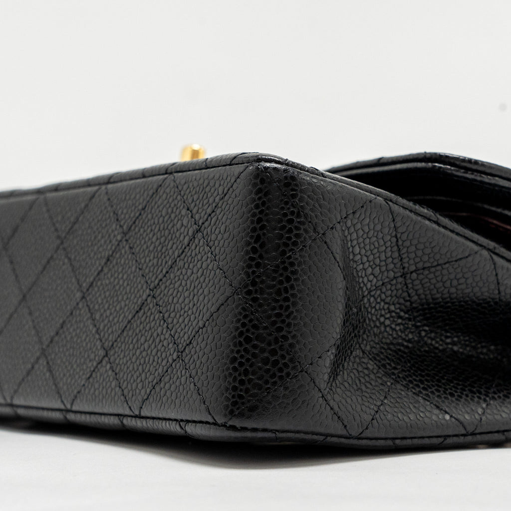 CHANEL SMALL CLASSIC DOUBLE FLAP BAG CAVIAR BLACK GHW (MICROCHIP)