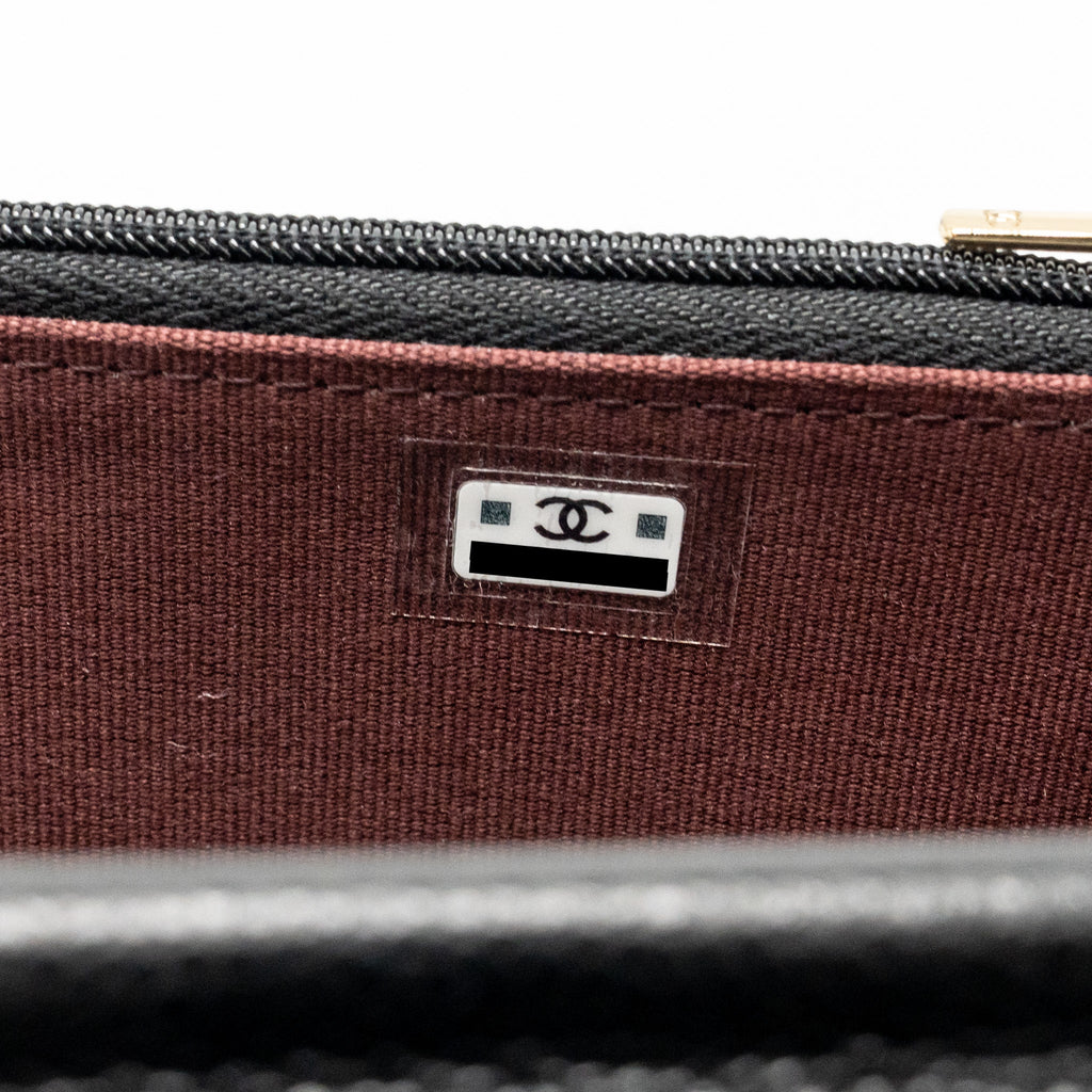 CHANEL SQUARE WALLET ON CHAIN CAVIAR BLACK LGHW (MICROCHIP)