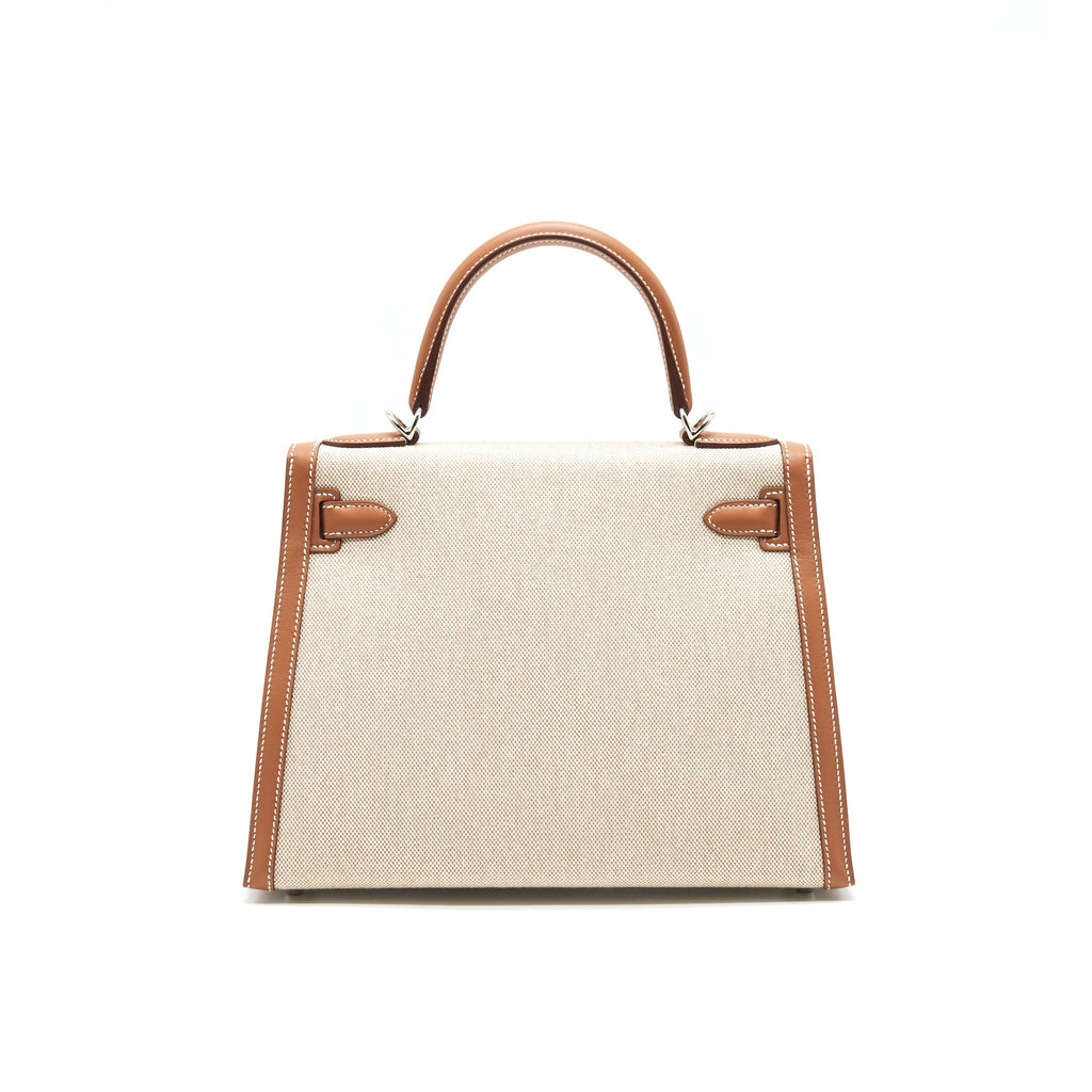 HERMES KELLY 28 TOILE H GOLD / BEIGE SHW