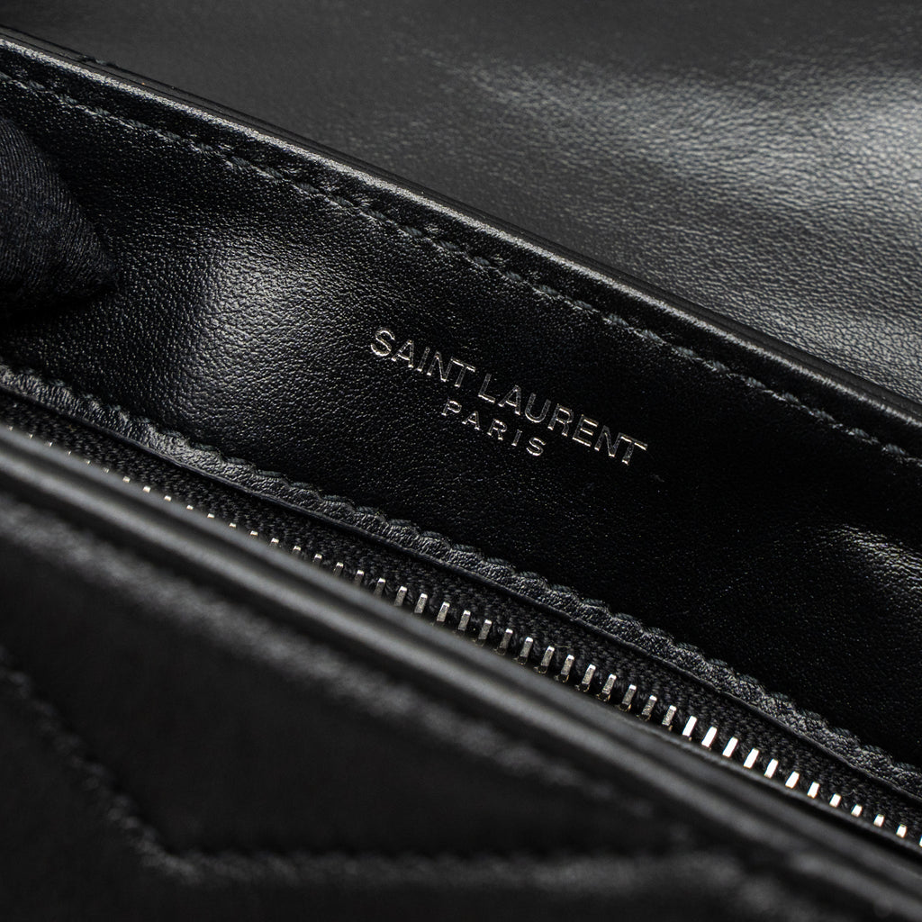 SAINT LAURENT LOULOU TOY STRAP BAG CALFSKIN BLACK SHW