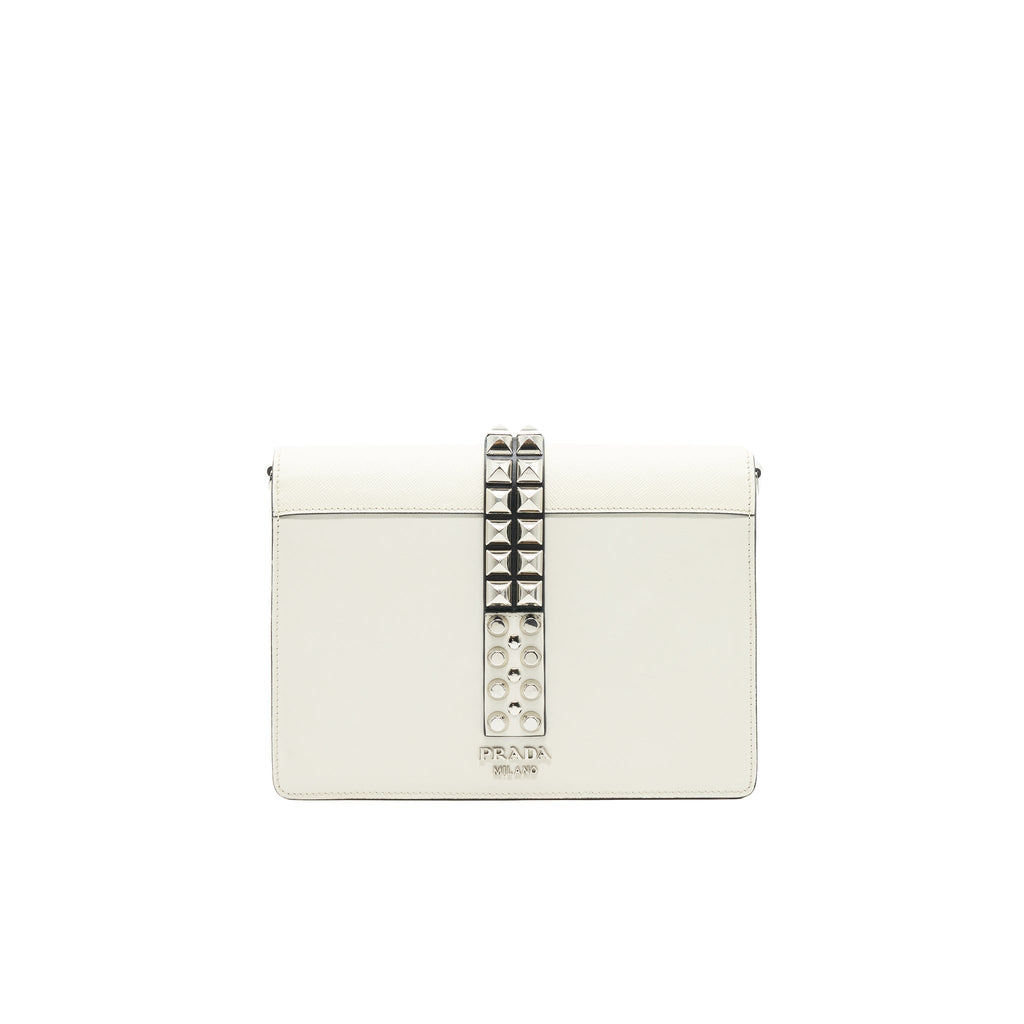 PRADA WOMAN'S MESSANGER BAG WHITE WITH SHW