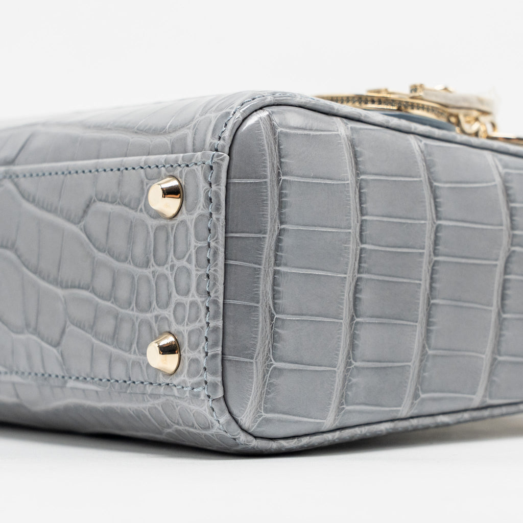 DIOR MINI LADY DIOR ALLIGATOR MISSISSIPPIENSIS GREY LGHW