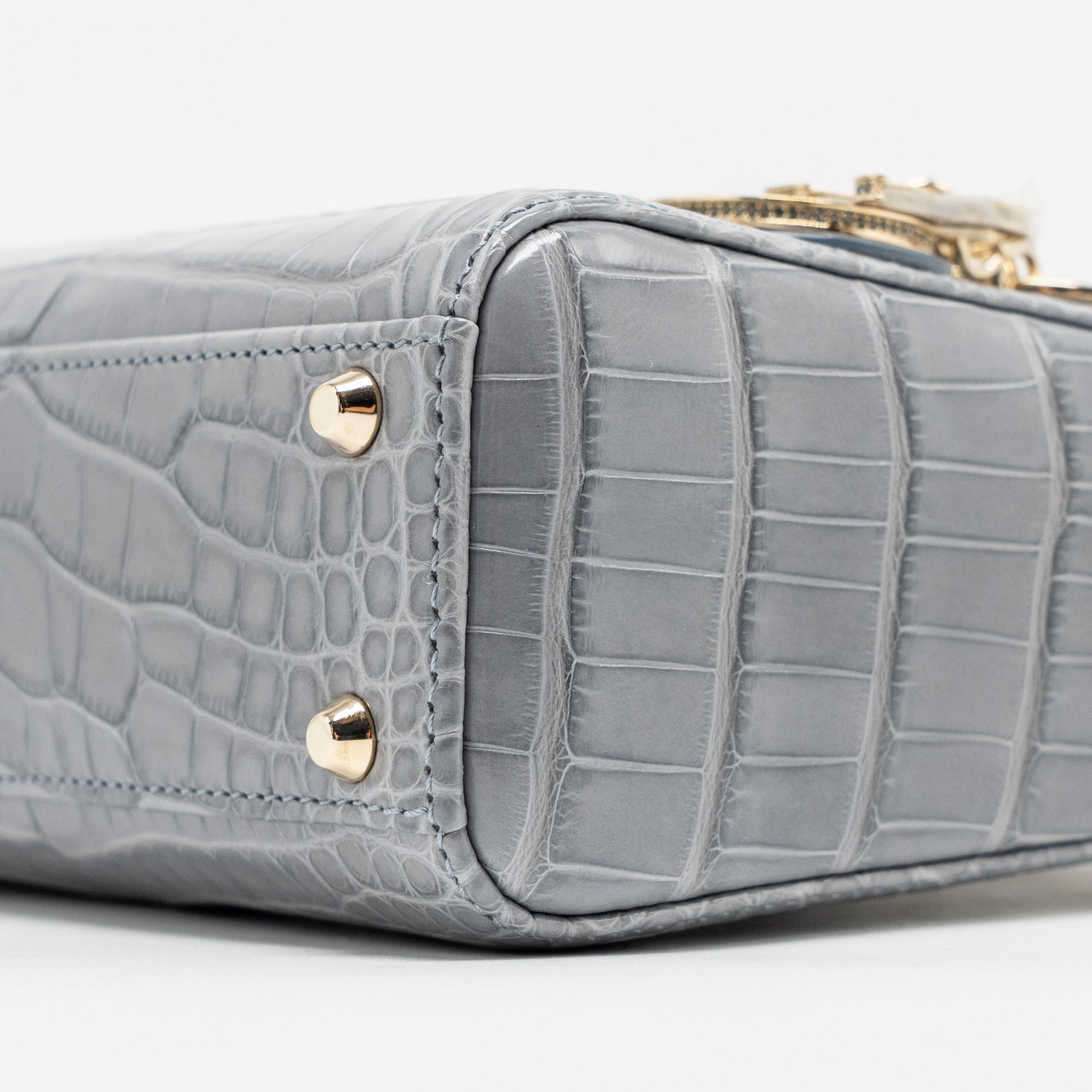 DIOR MINI LADY DIOR ALLIGATOR MISSISSIPPIENSIS GREY LGHW