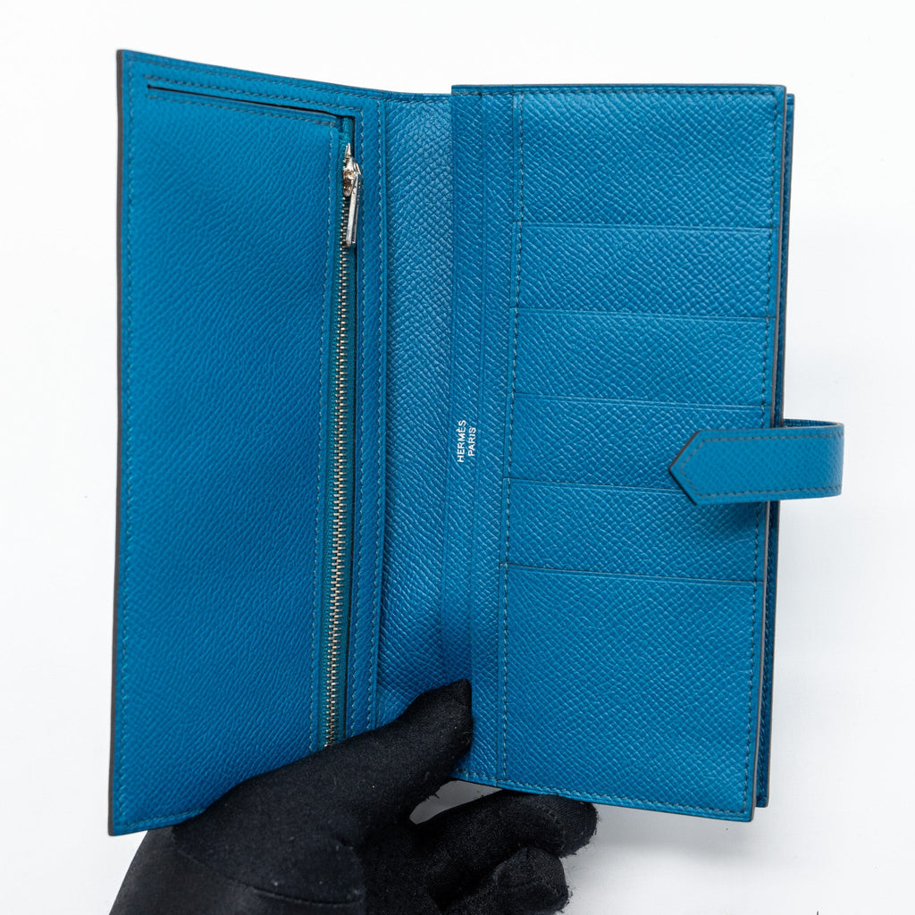 HERMES BEARN WALLET EPSOM BLUE SHW