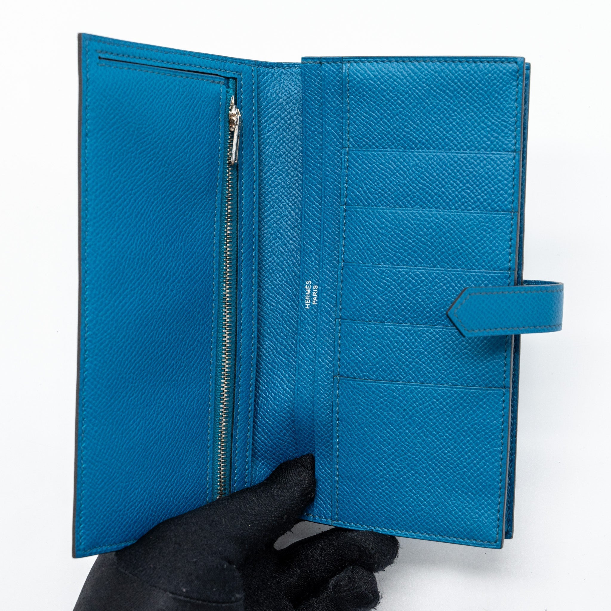 HERMES BEARN WALLET EPSOM BLUE SHW