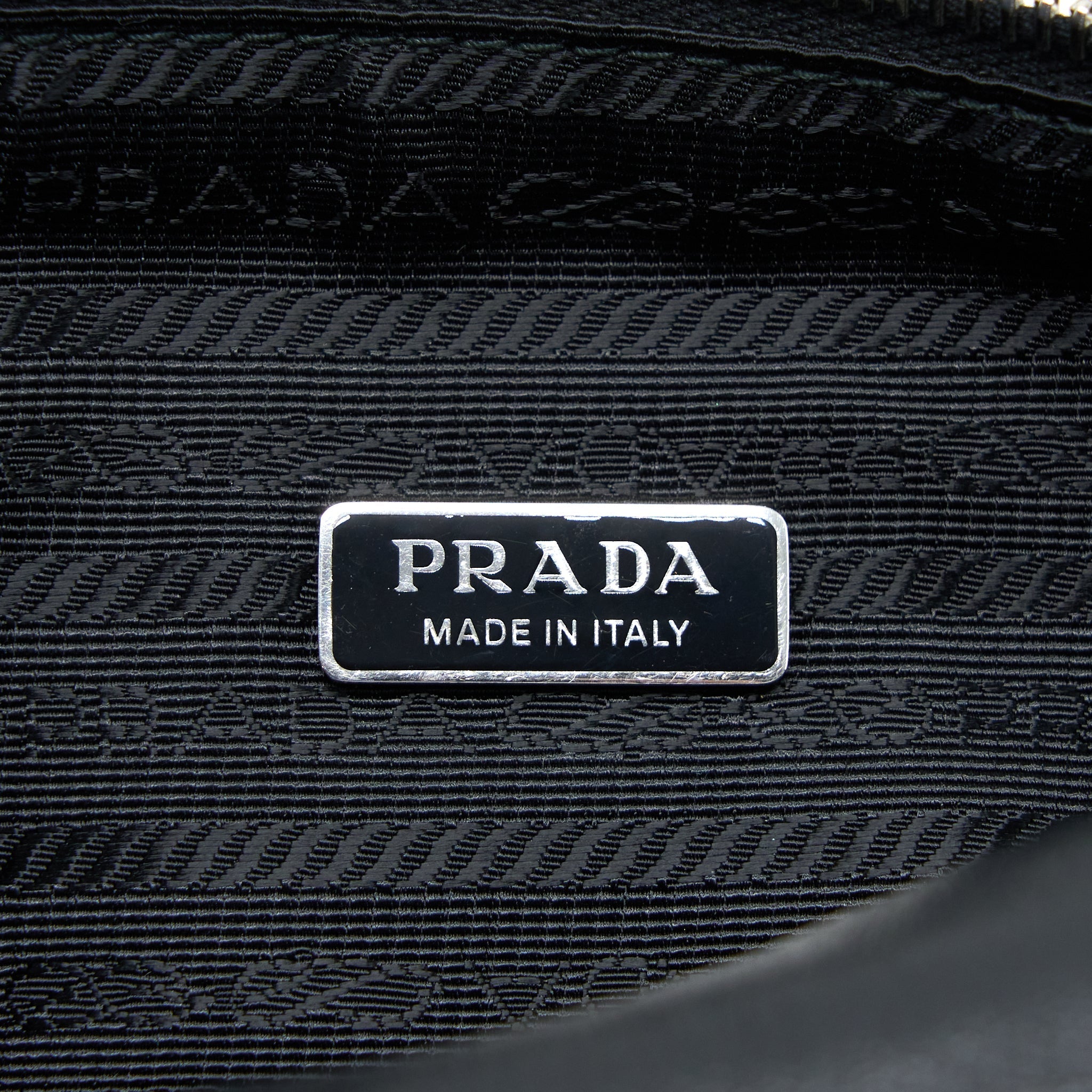 PRADA TRIANGLE LEATHER SHOULDER BAG BLACK SHW