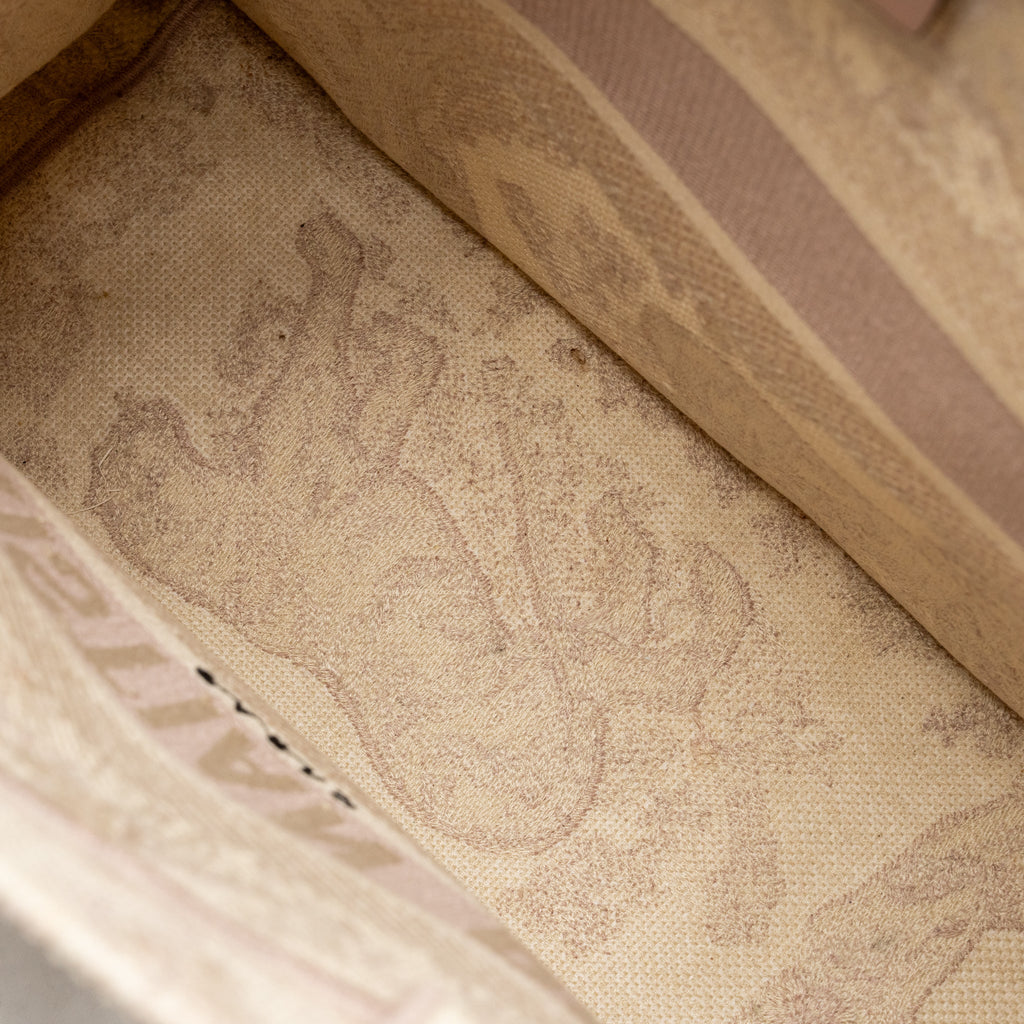 DIOR MEDIUM BOOK TOTE PINK TOILE DE JOUY EMBROIDERY