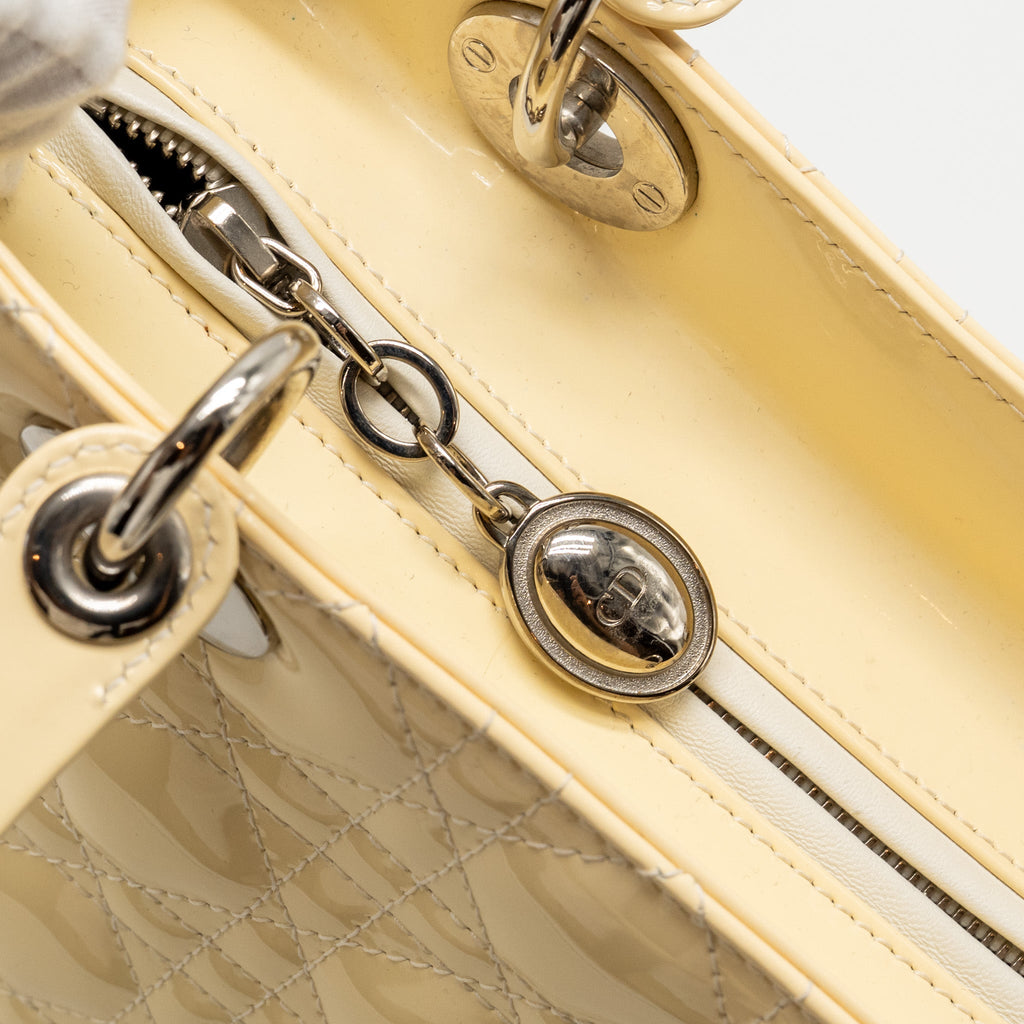 DIOR MEDIUM LADY DIOR PATENT LIGHT YELLOW SHW