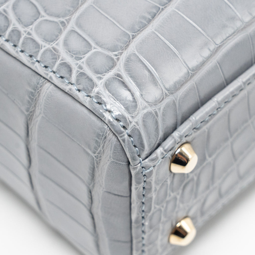 DIOR MINI LADY DIOR ALLIGATOR MISSISSIPPIENSIS GREY LGHW