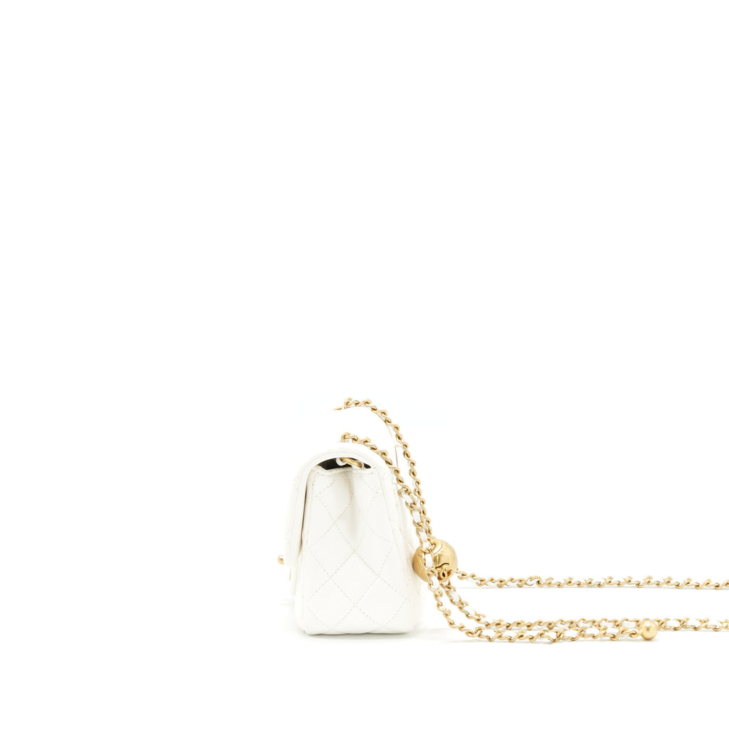 CHANEL PEARL CRUSH MINI SQUARE FLAP BAG WHITE GHW