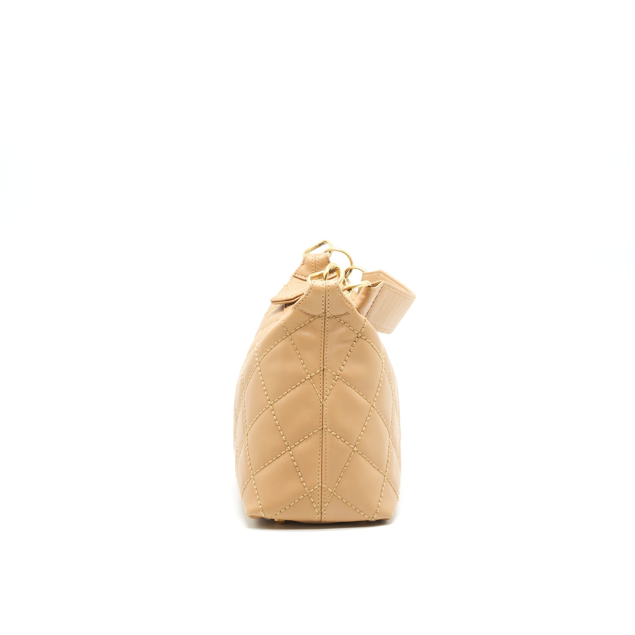 CHANEL VINTAGE QUILTED BEIGE SHOULDER BAG