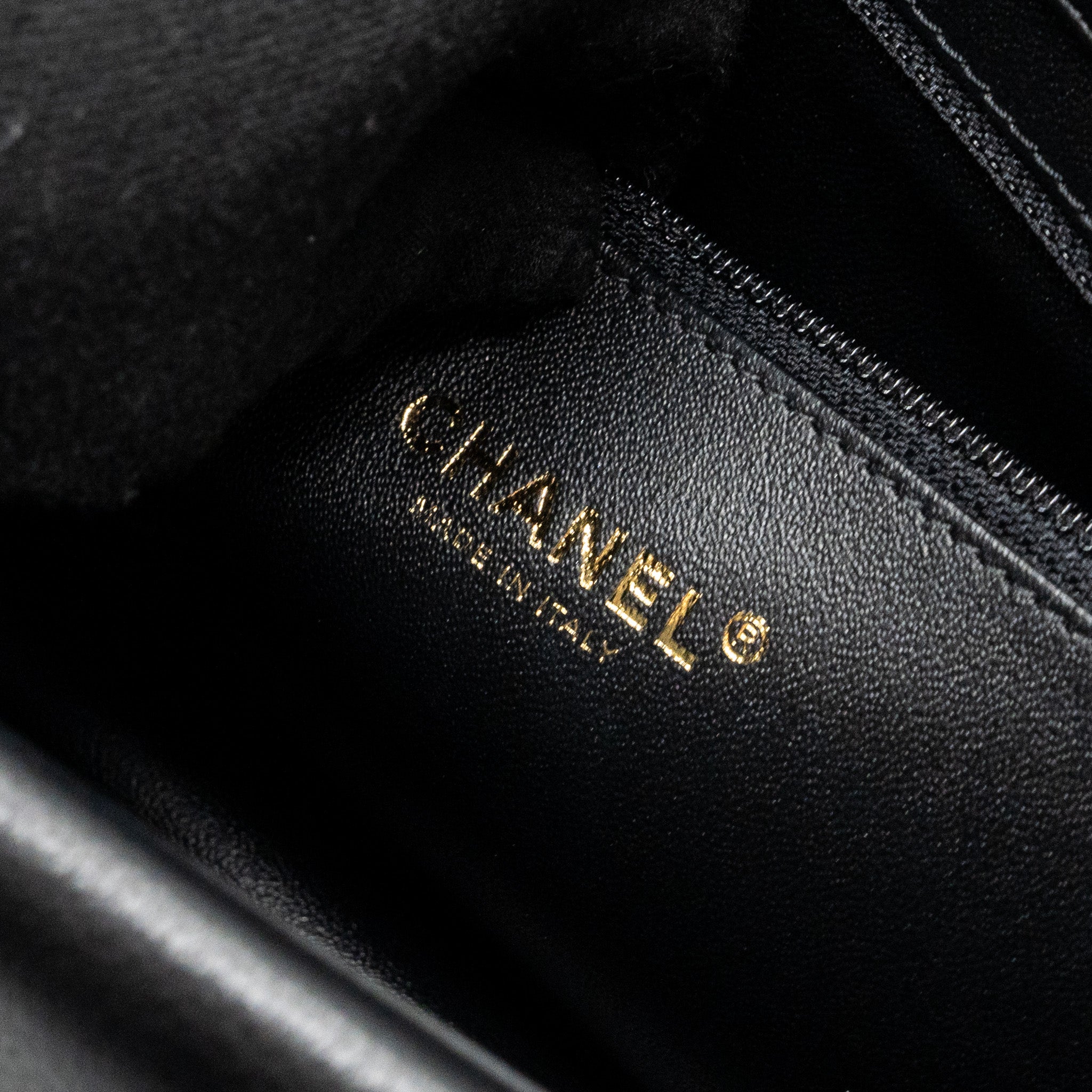 CHANEL VOYAGE CHEVRON CLUTCH CALFSKIN BLACK GHW