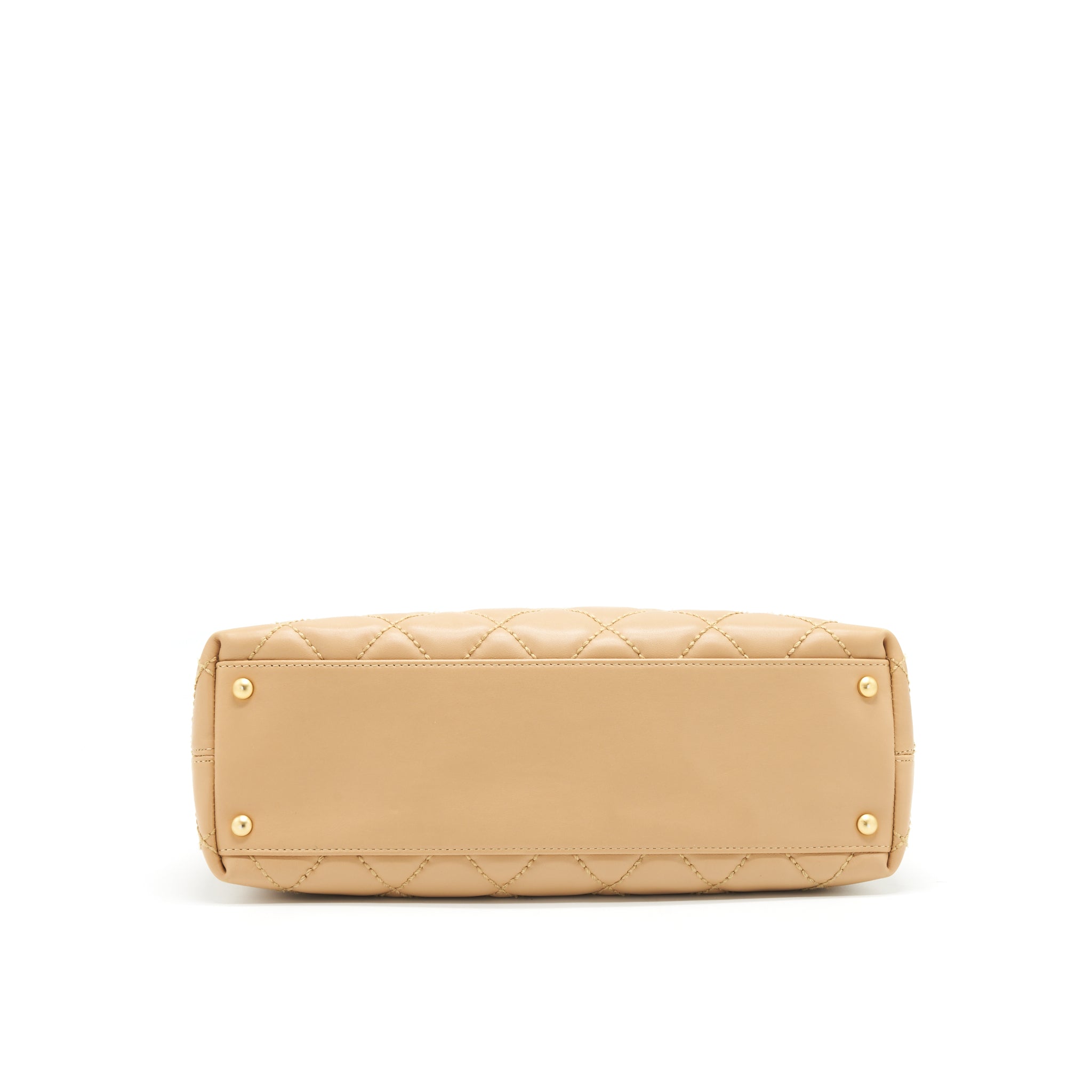 CHANEL VINTAGE QUILTED BEIGE SHOULDER BAG