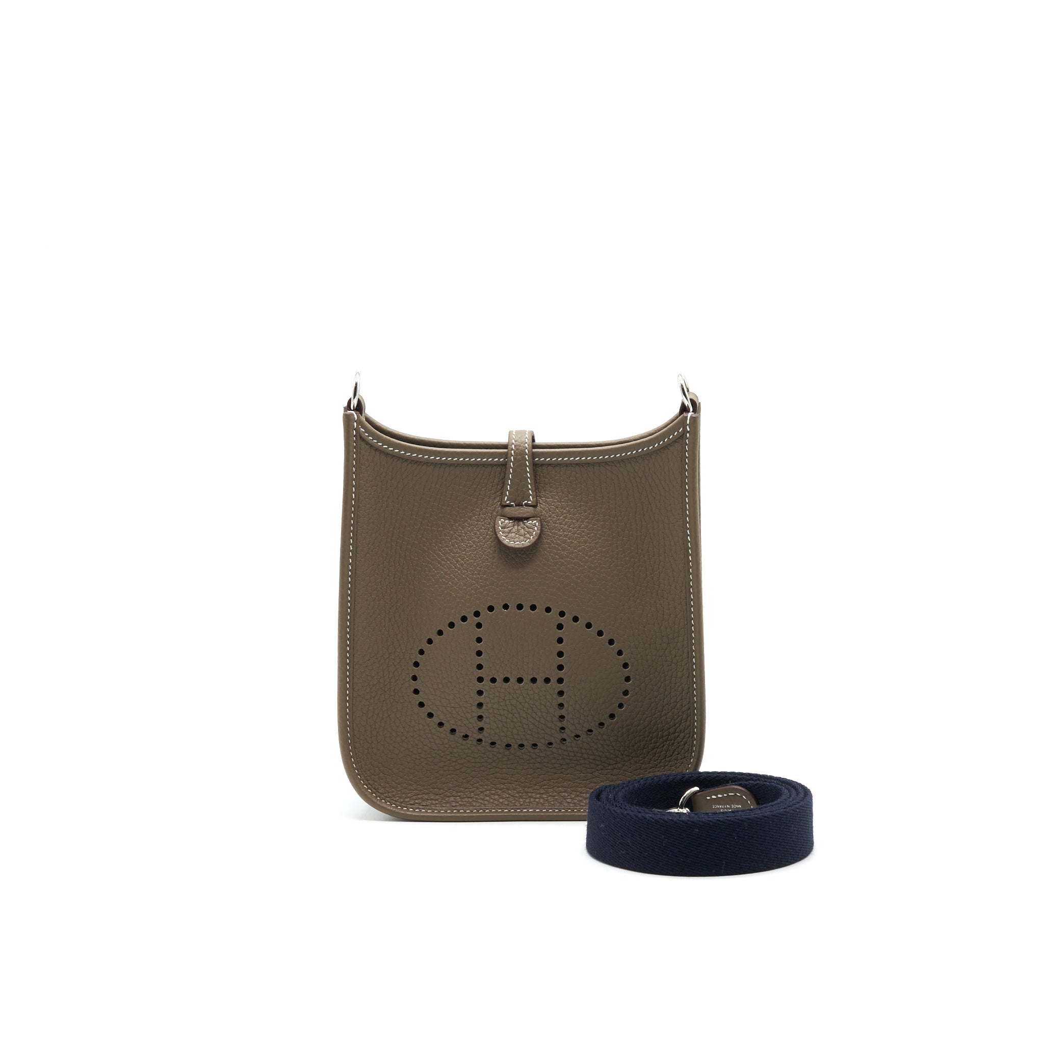 HERMES MINI EVELYNE ETOUPE/ BLUE INDIGO SHW