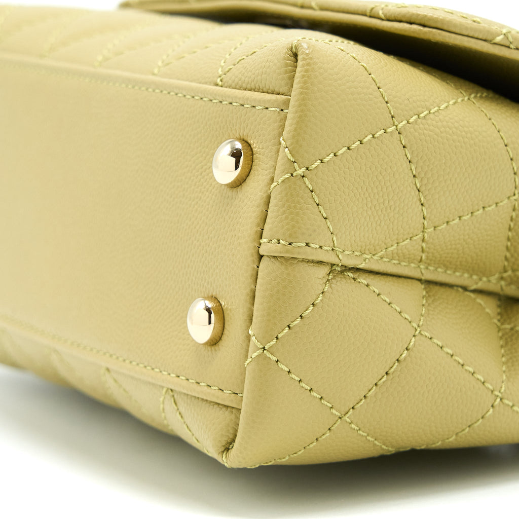 CHANEL EXTRA MINI COCO HANDLE CAVIAR GREEN LGHW (MICROCHIP)