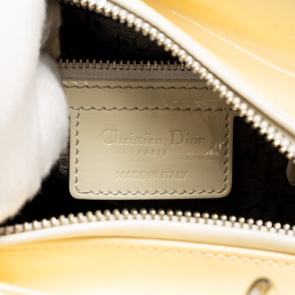 DIOR MEDIUM LADY DIOR PATENT LIGHT YELLOW SHW