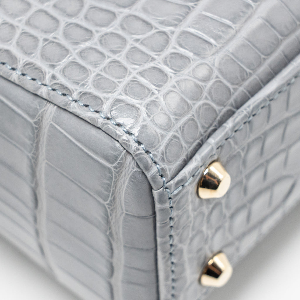 DIOR MINI LADY DIOR ALLIGATOR MISSISSIPPIENSIS GREY LGHW
