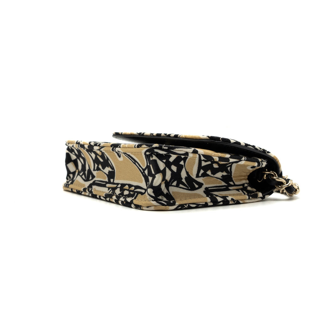 CHANEL MINI CLUTCH WITH CHAINS FABRIC MULTICOLOUR LGHW(MICROCHIP)