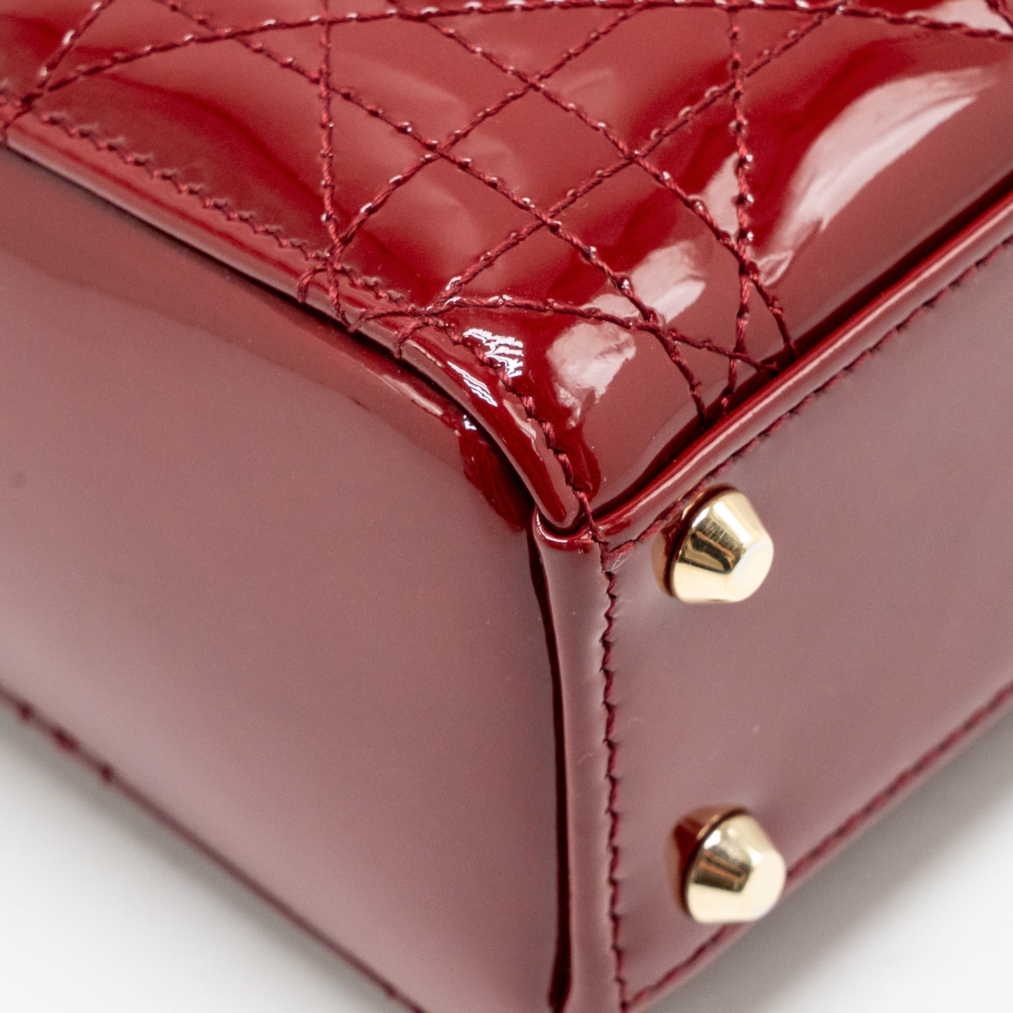 DIOR MINI LADY DIOR PATENT RED GHW