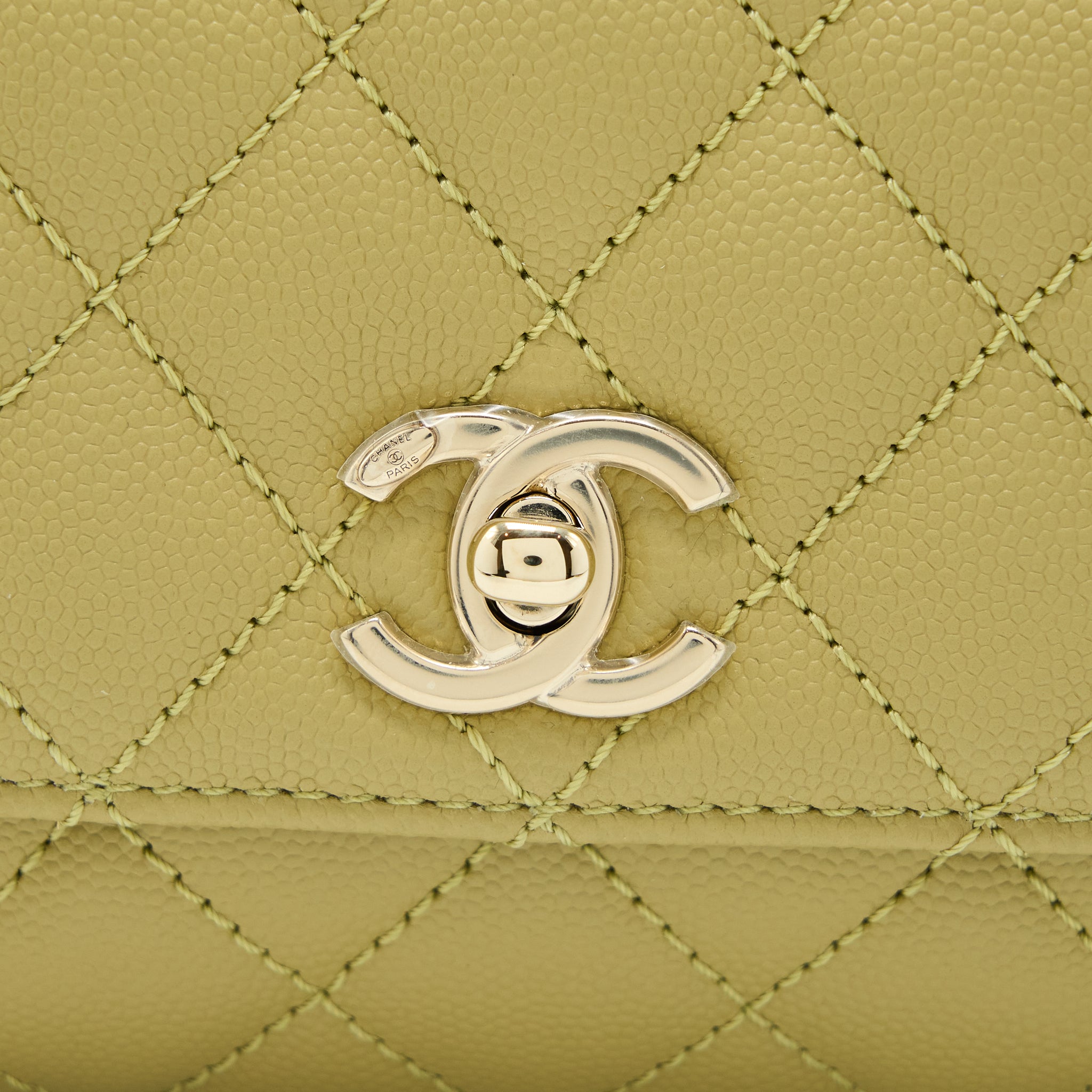 CHANEL EXTRA MINI COCO HANDLE CAVIAR GREEN LGHW (MICROCHIP)