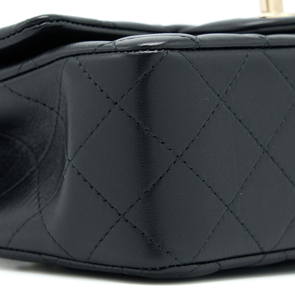 CHANEL TOP HANDLE MINI RECTANGULAR LAMBSKIN BLACK LGHW (MICROCHIP)