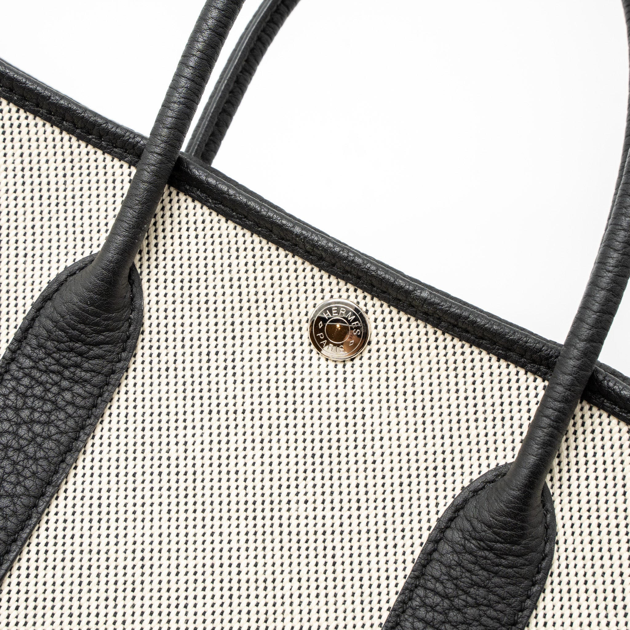 HERMES GARDEN PARTY 30 CANVAS/NEGONDA ECRU/BLACK SHW