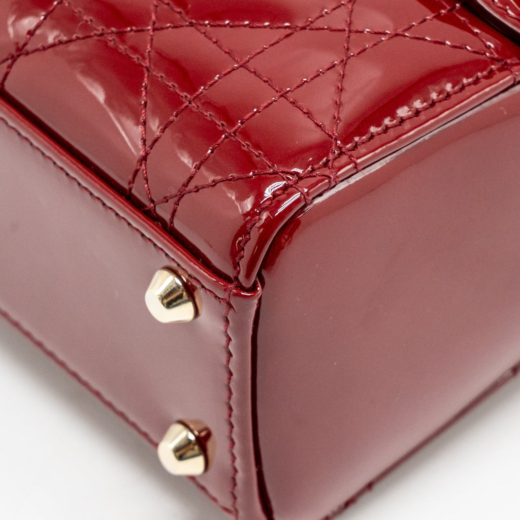 DIOR MINI LADY DIOR PATENT RED GHW