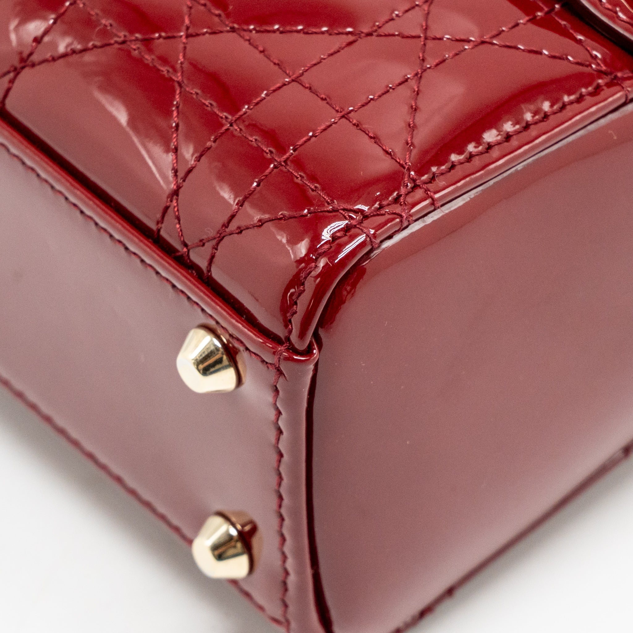 DIOR MINI LADY DIOR PATENT RED GHW