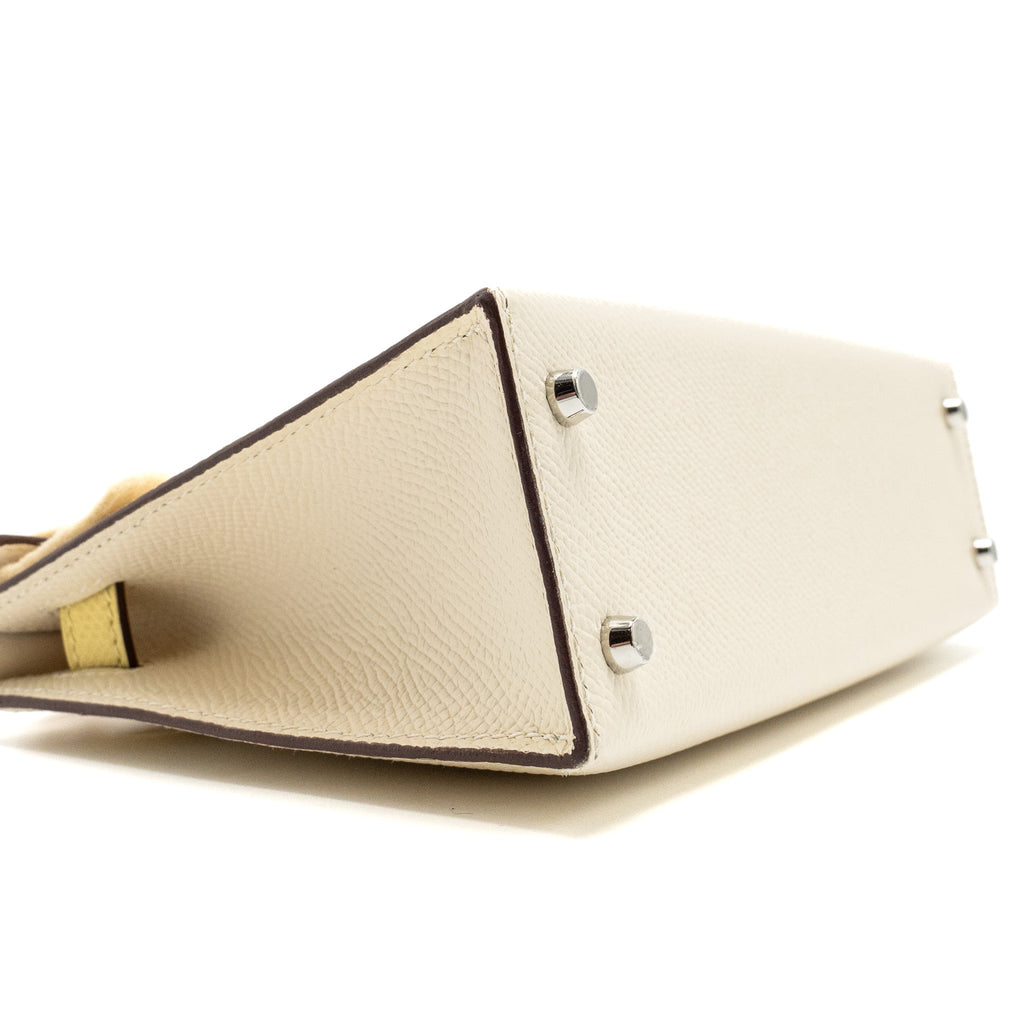 HERMES MINI KELLY II EPSOM NATA/JAUNE POUSSIN/SESAME SHW