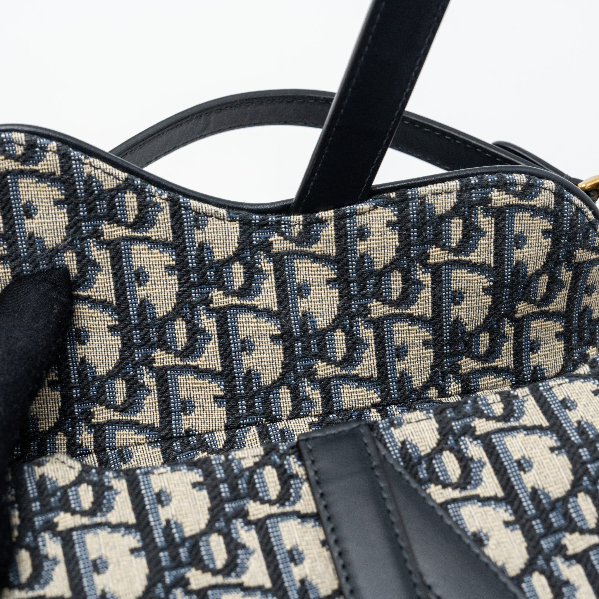 DIOR MINI SADDLE BAG BLUE OBLIQUE JACQUARD GHW
