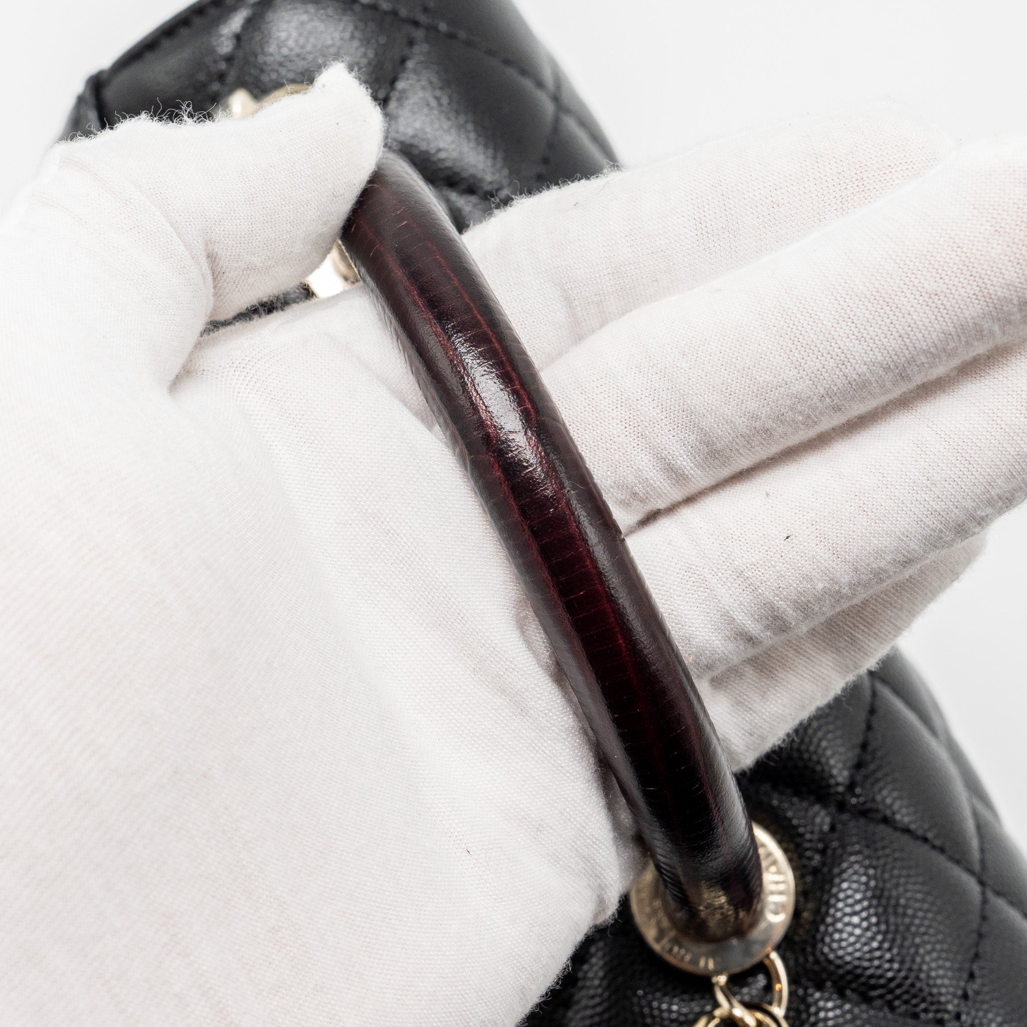 CHANEL SMALL COCO HANDLE WITH LIZARD EMBOSSED HANDLE CAVIAR BLACK LGHW (MICROCHIP)