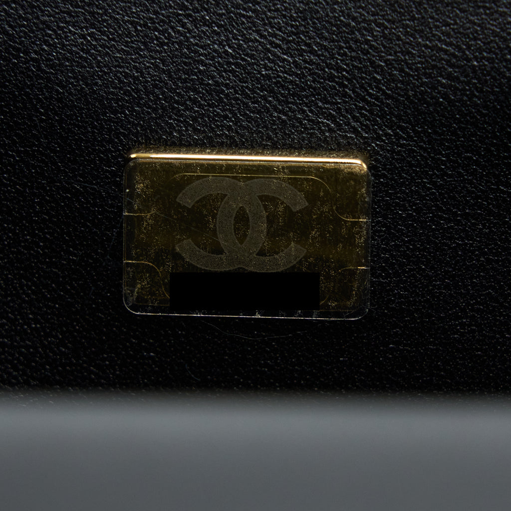 CHANEL TOP HANDLE MINI RECTANGULAR LAMBSKIN BLACK LGHW (MICROCHIP)
