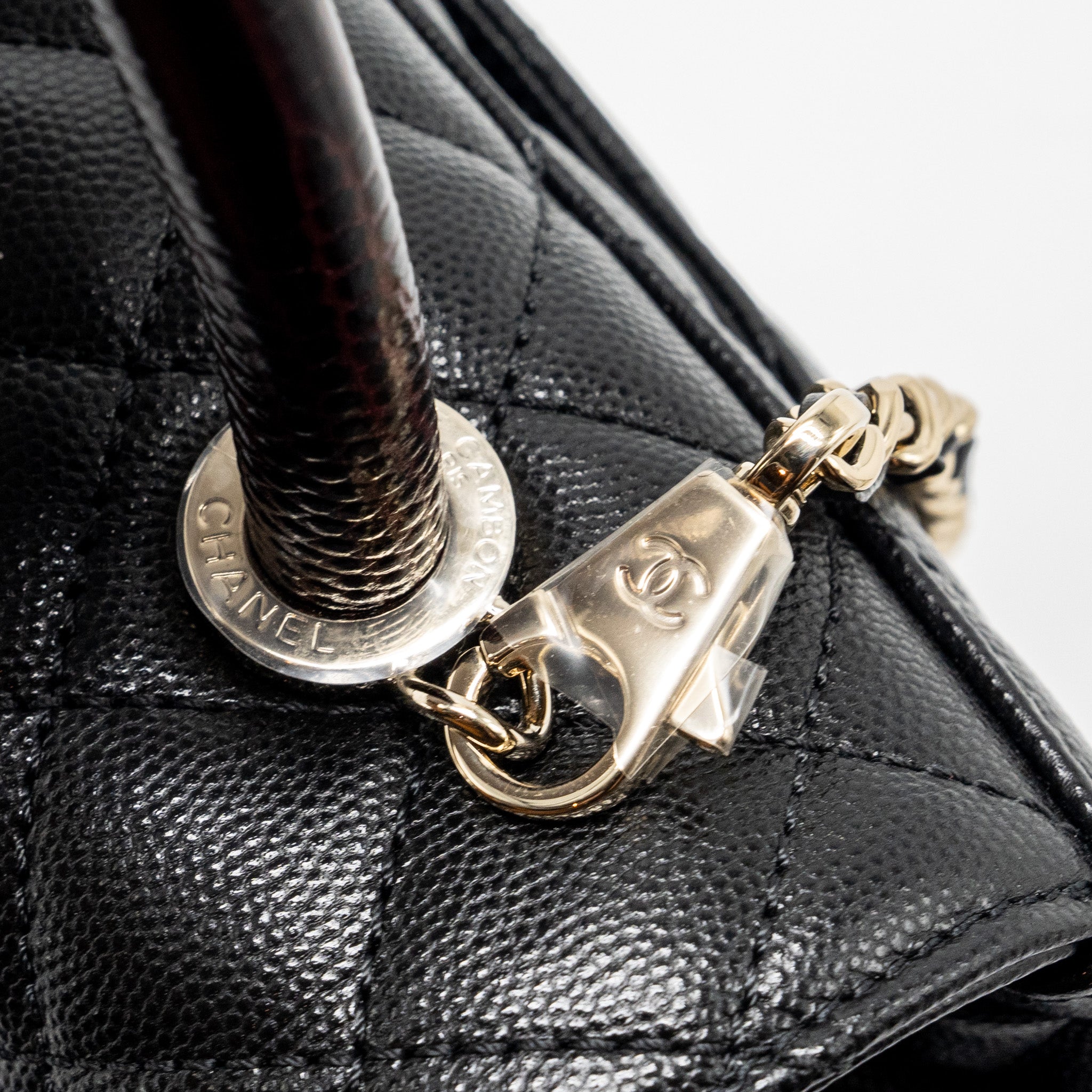 CHANEL SMALL COCO HANDLE WITH LIZARD EMBOSSED HANDLE CAVIAR BLACK LGHW (MICROCHIP)