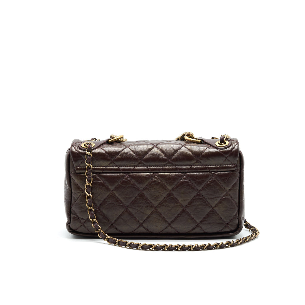 CHANEL CALFSKIN FLAP BAG WITH CHAIN BURGUNDY GHW
