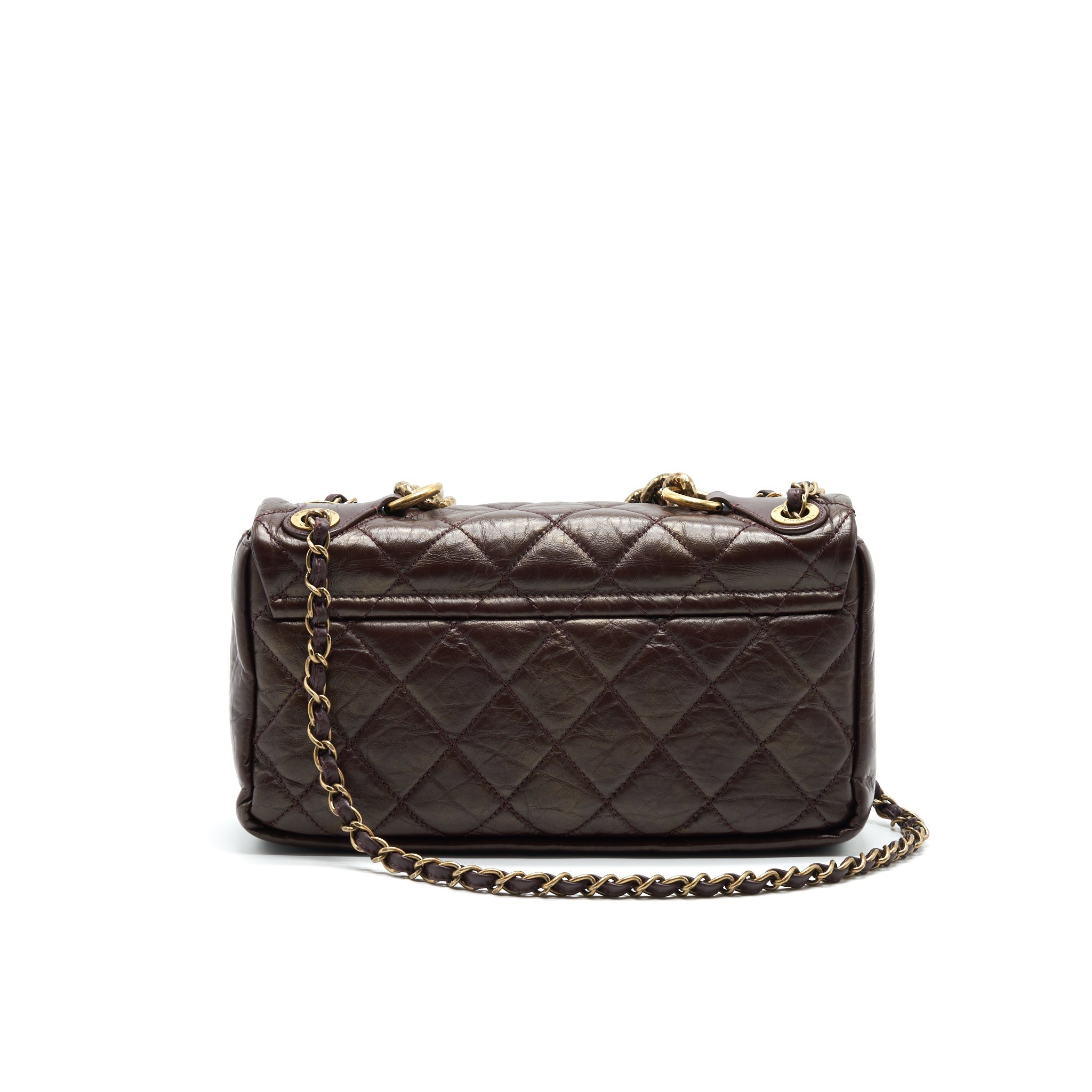 CHANEL CALFSKIN FLAP BAG WITH CHAIN BURGUNDY GHW